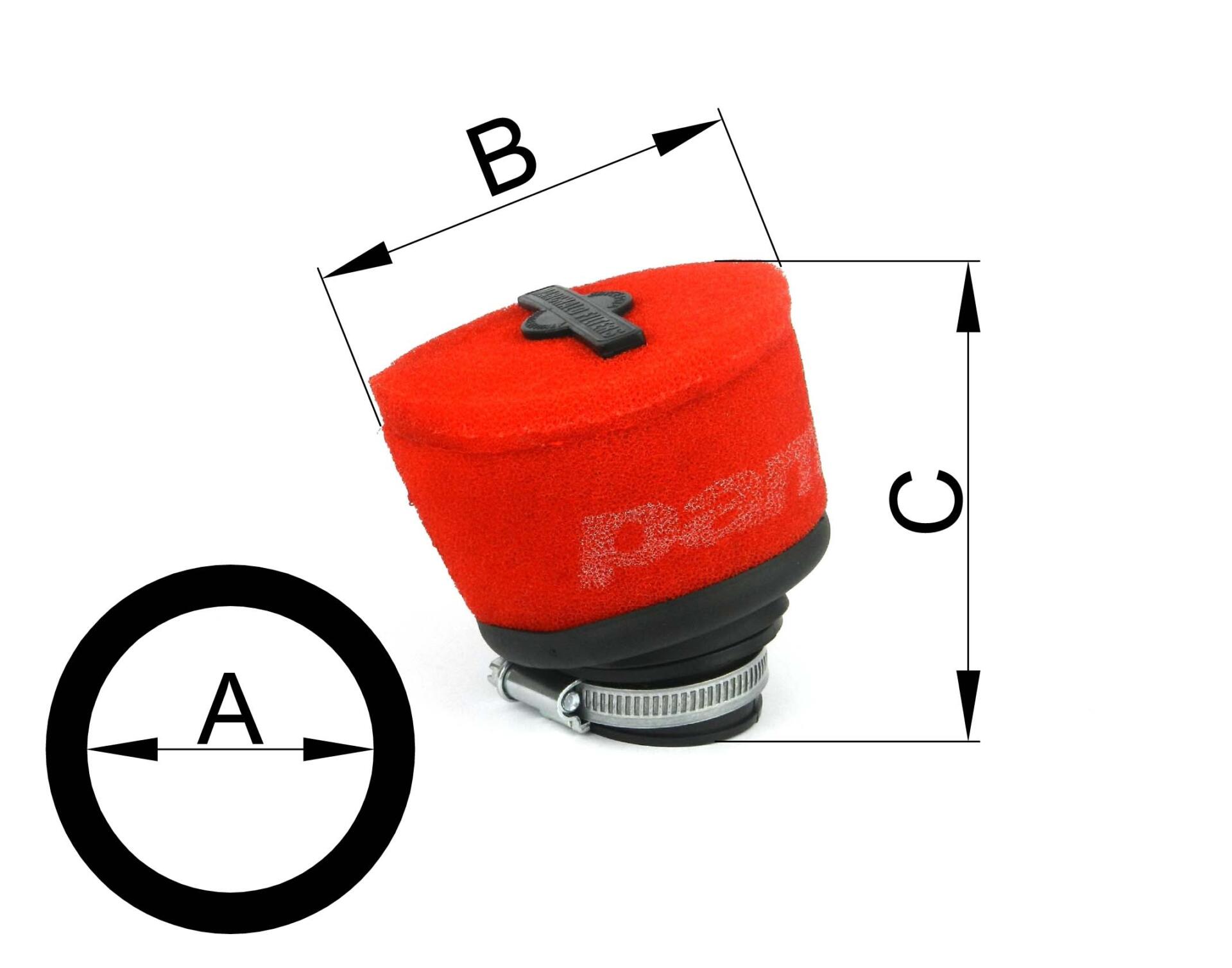 Filtro aria semicurvo d.46 interno H 68